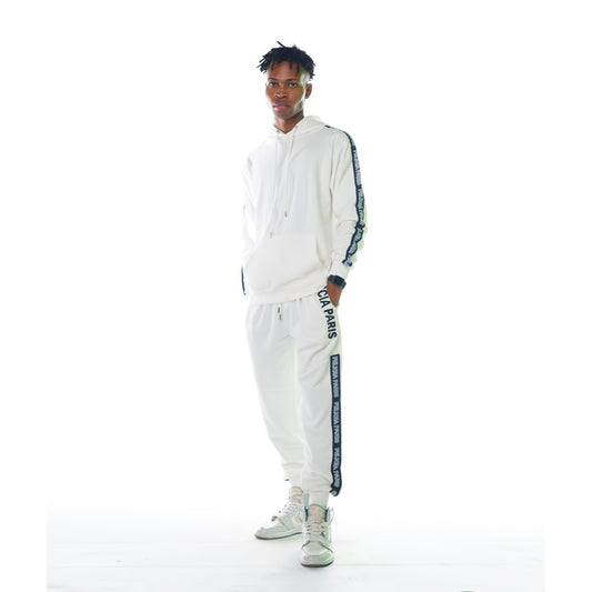 Bright white terry hoodie+ trouser