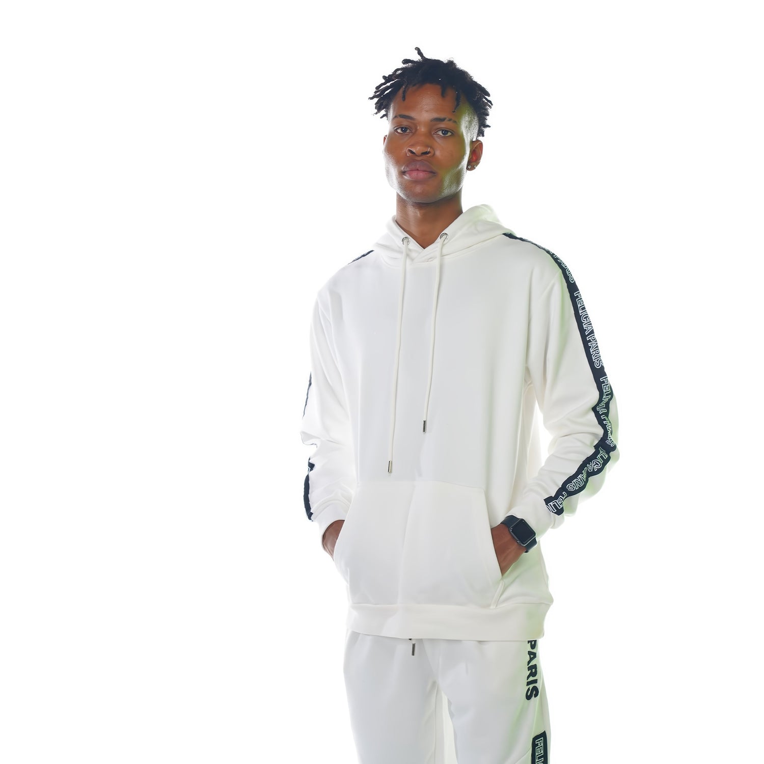 Bright white terry hoodie+ trouser 3
