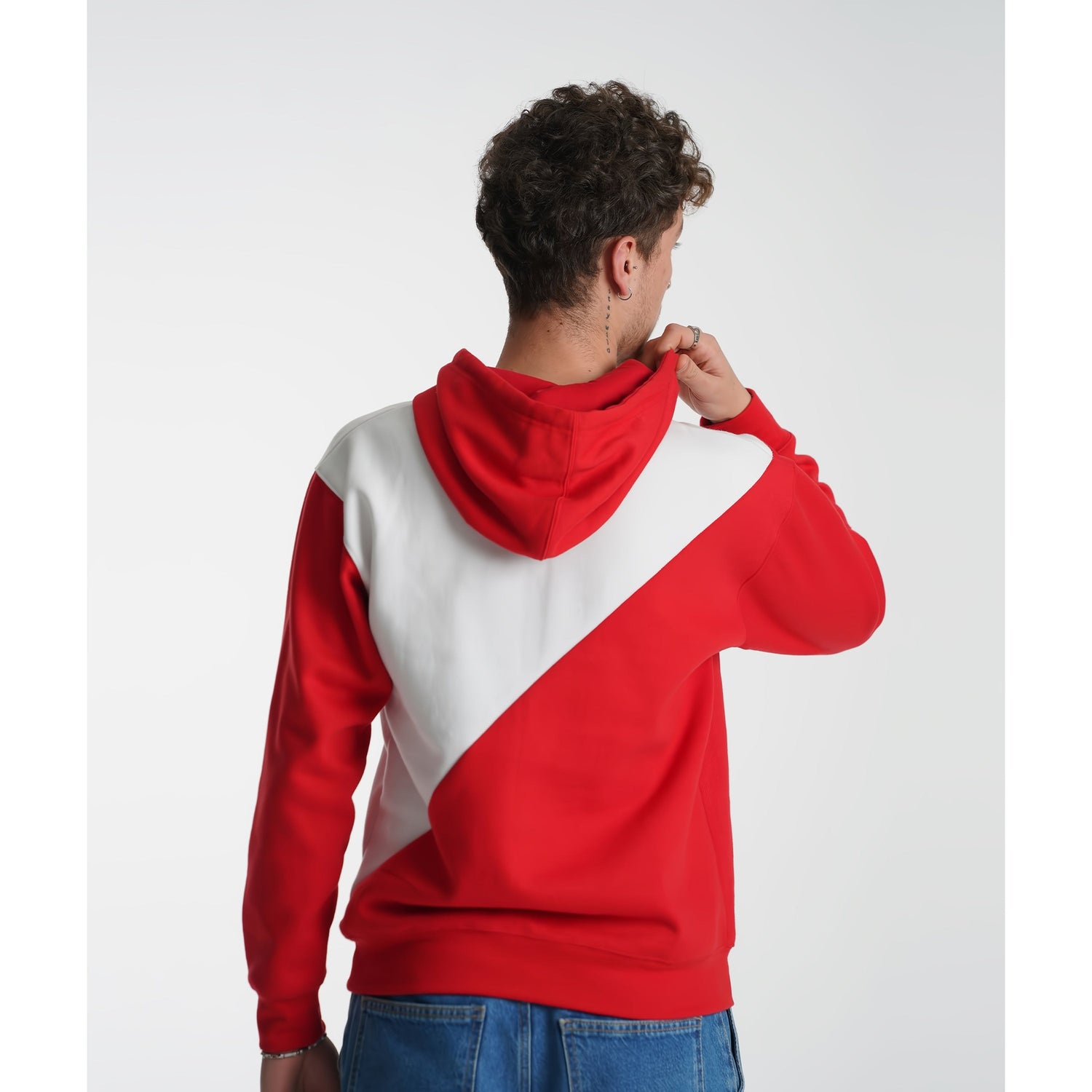 Fleece Embroidered Red&White Hoodie 2