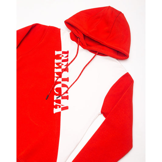 Fleece Embroidered Red&White Hoodie 1